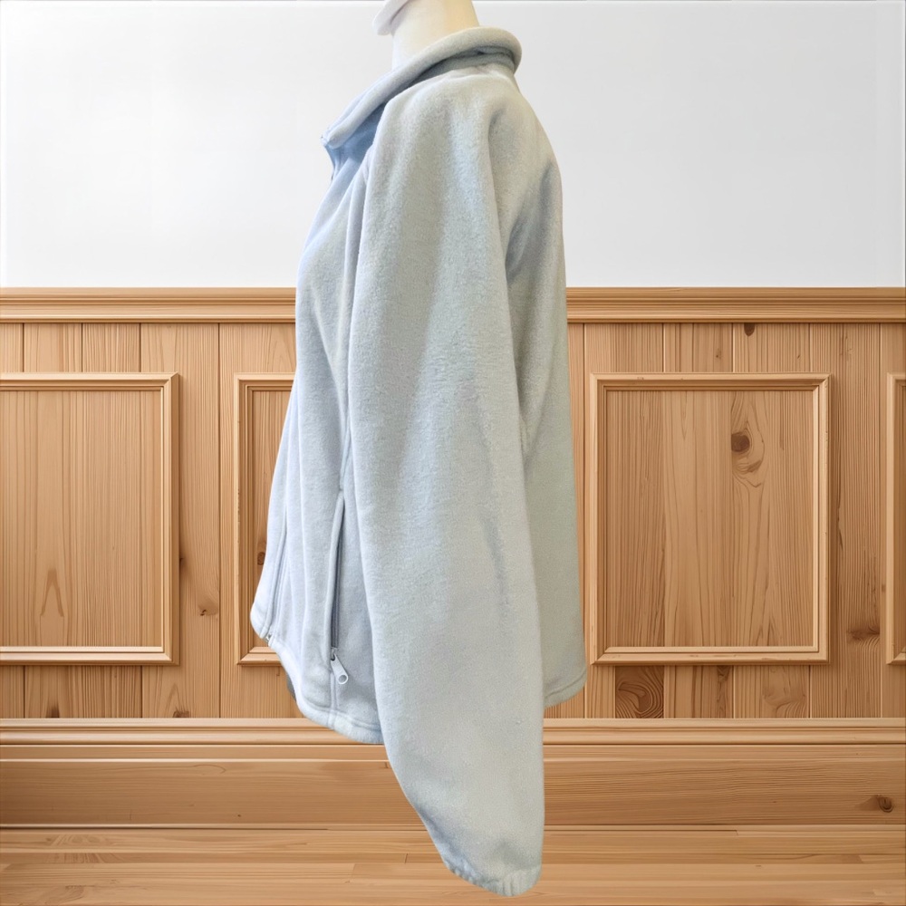 COLUMBIA Women's L Light Icy Blue Full Zip Fleece Jacket Thermal Sweater Cozy - Picture 6 of 9